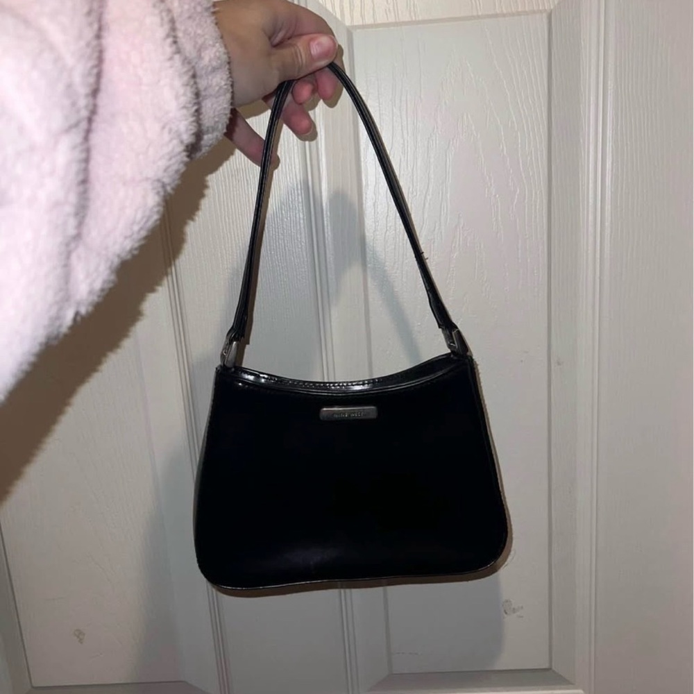 Nine West mini black patent leather shoulder bag